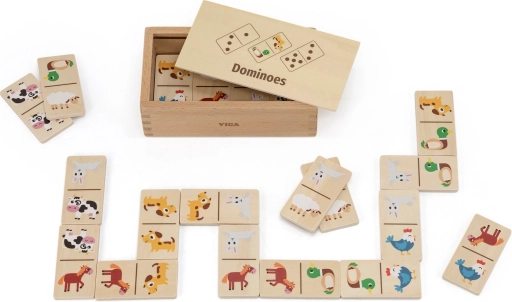 Drewniane domino 2w1 zwierzęta i liczby VIGA