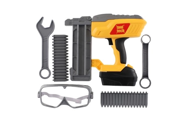 Pistolet na gwoździe/Nabój plastikowy 21x18cm z dodatkami na baterie z dźwiękiem, światłem w pudełku