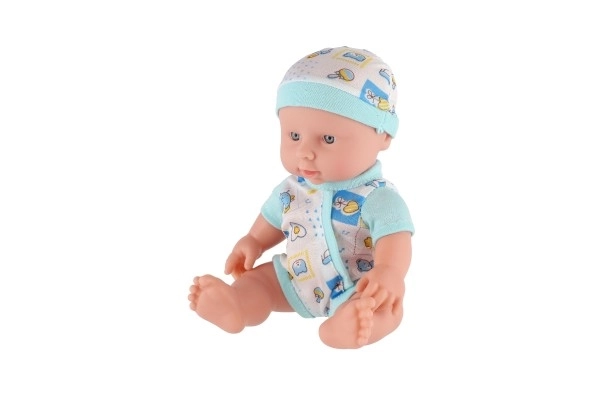 Lalka/miminko solidne ciało plastik 25 cm na baterie z dźwiękiem 3 rodzaje w plastikowej torebce 13x28x7cm