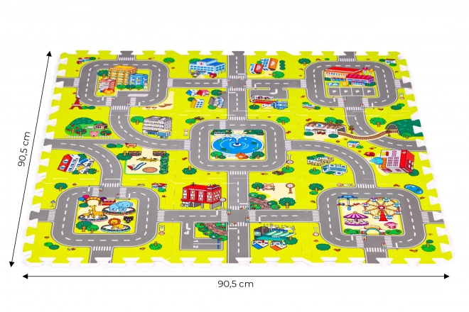 Piankowa mata do zabawy miasto – 9 elementów 90,5 × 90,5 cm IPLAY