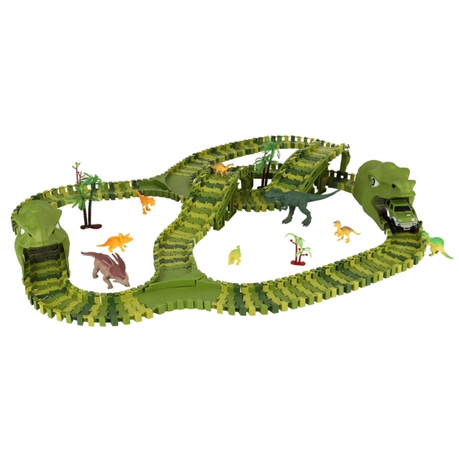 Dinozaurów tor wyścigowy z autami 240 elementów