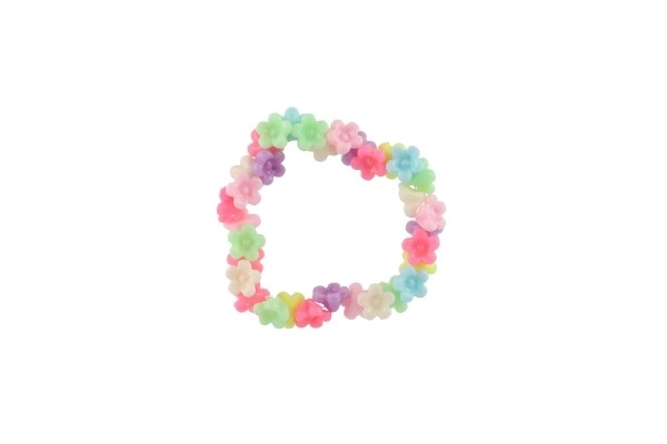 Plastikowe koraliki kwiatki ze sznurkiem 2 rodzaje w woreczku 6,5x11x1cm