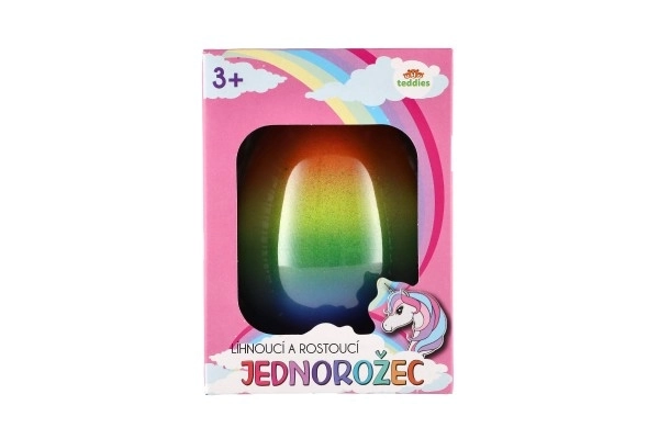 Jajko wykluwające i rosnący jednorożec plastik 7x10cm w pudełku 9,5x13cm