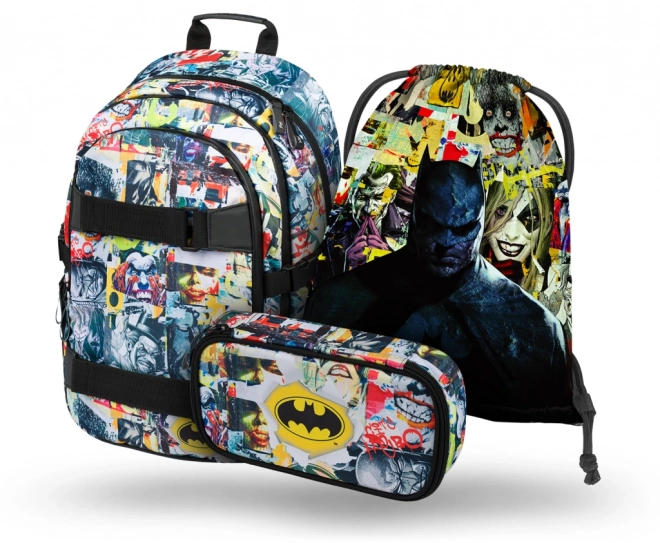 BAAGL 3 ZESTAW Skate Batman Comics: plecak, piórnik, worek