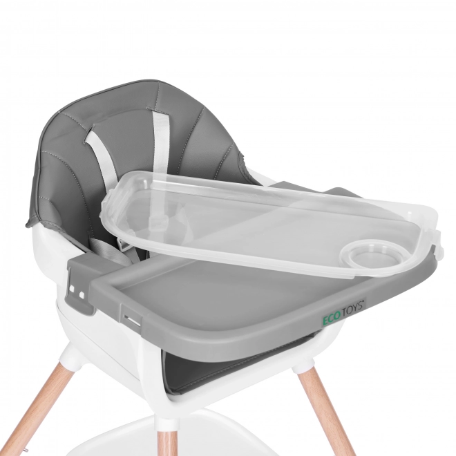 Dziecięce krzesełko do karmienia 2w1 szare ECOTOYS