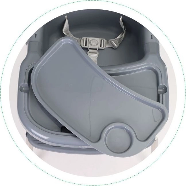 ECOTOYS Krzesełko do karmienia 2w1 szare