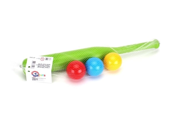 Kij baseballowy 50cm + piłki 3 szt. plastikowe 2 kolory w siatce