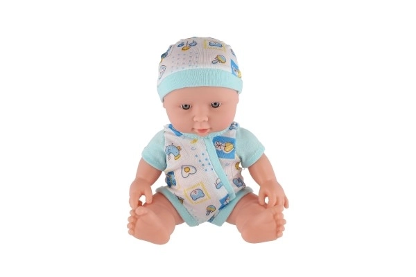 Lalka/miminko solidne ciało plastik 25 cm na baterie z dźwiękiem 3 rodzaje w plastikowej torebce 13x28x7cm