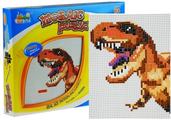 Duża mozaika z kolorowymi kołeczkami z dinozaurami