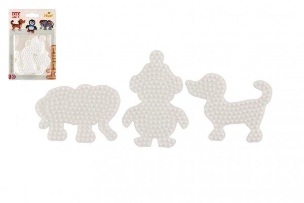 Podkładka na koraliki do prasowania Hama MIDI słoń, pingwin, piesek plastik 3 sztuki na karcie 12x18x3cm