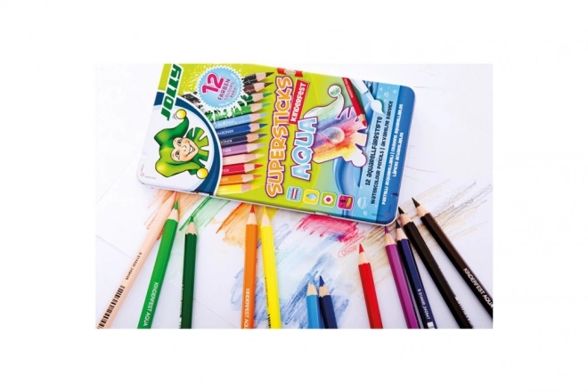 Pastele Supersticks Aqua 12 kolorów w metalowym pudełku