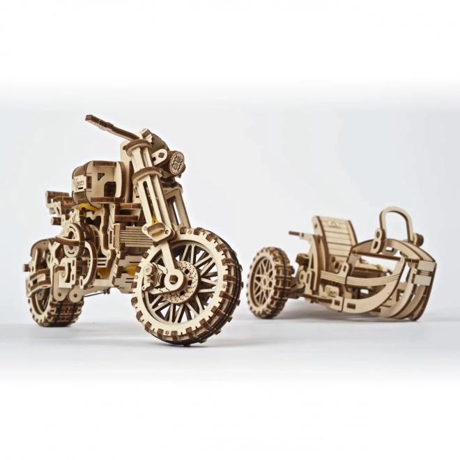 Ugears Puzzle 3D Motocykl z wózkiem 380 elementów