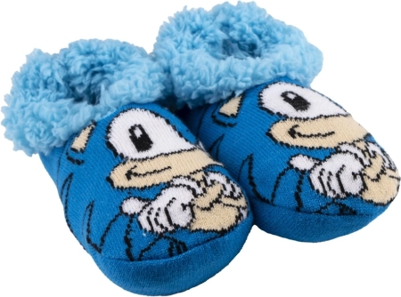 Dziecięce kapcie domowe z futerkiem SONIC, niebieskie