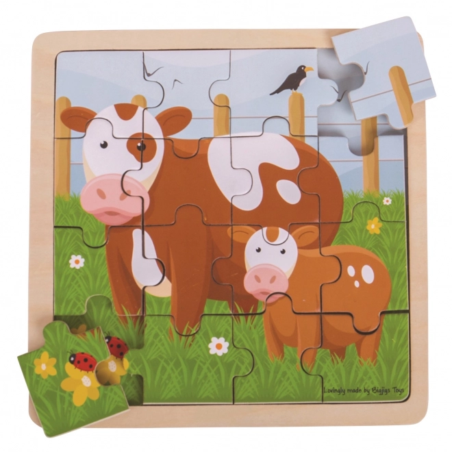 Bigjigs Toys puzzle - Krówka z cielaczkiem