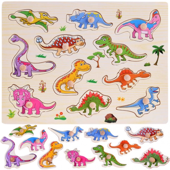Drewniane puzzle dinozaury
