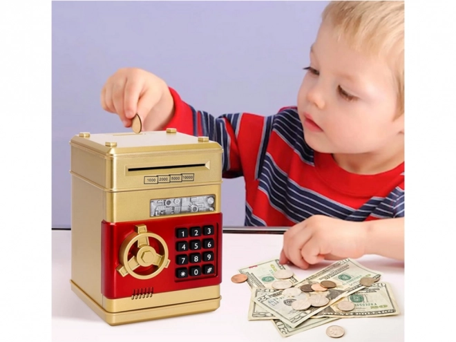 Elektroniczna skarbonka sejf z kodem dostępu złoty