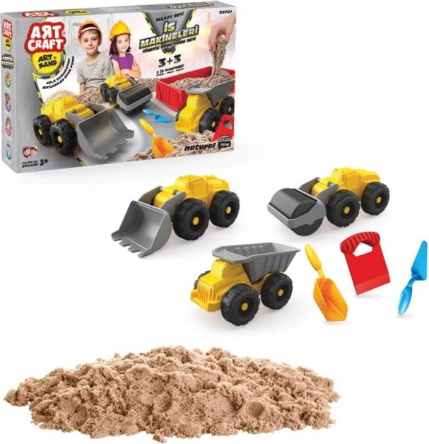 ART CRAFT zestaw z piaskiem kinetycznym i pojazdami budowlanymi