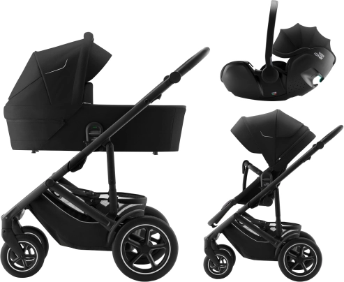 Zestaw wózek Smile 5Z z głęboką gondolą i fotelikiem samochodowym Baby-Safe Pro Classic, Space Black