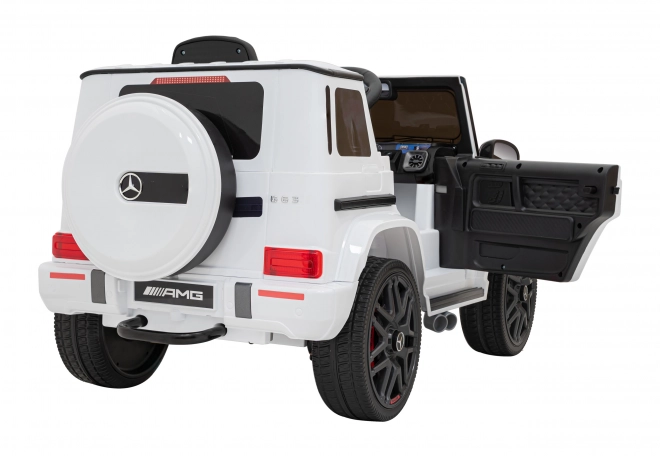 Mercedes AMG G63 dla dzieci biały + zdalne sterowanie + MP3 LED + wolny start + EVA + pasy