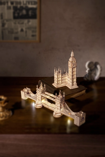 RoboTime drewniane 3D puzzle most Tower Bridge świecący