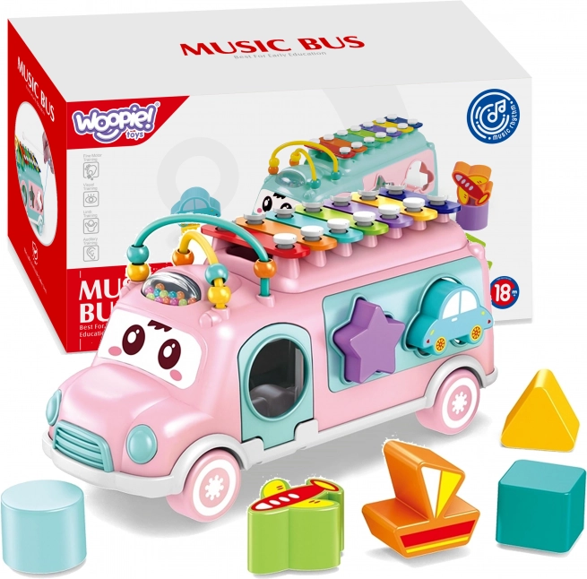 Woopie Baby muzyczny autobus – sorter z ksylofonem, różowy
