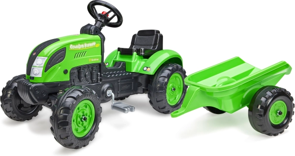 Traktor na pedały Country Farmer z przyczepą, zielony, dla dzieci 2-5 lat