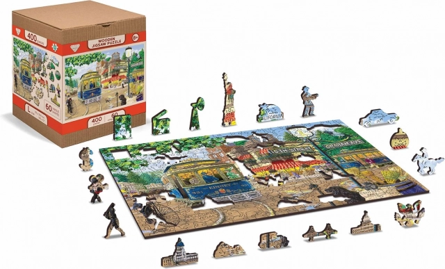 Drewniane puzzle WOODEN CITY Wiktoriańska ulica 2w1, 400 elementów