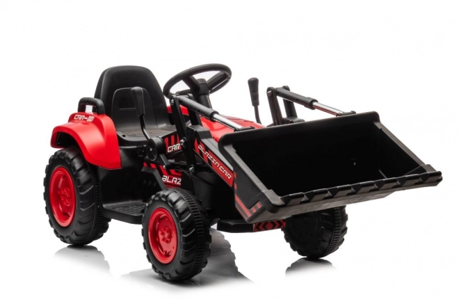 Dziecięcy czerwony traktor z ładowanym akumulatorem i łyżką