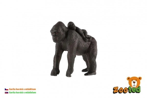 Goryl górski z młodym, zooted plastik 9cm w woreczku