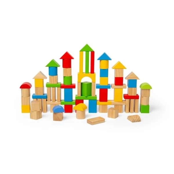 Bigjigs Toys drewniane klocki i wkładanka w bębnie