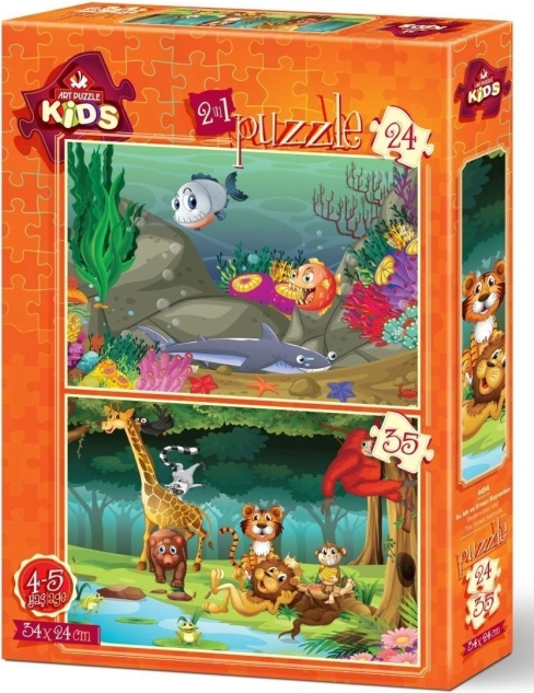 Puzzle Pod morzem i Dzikie zwierzęta