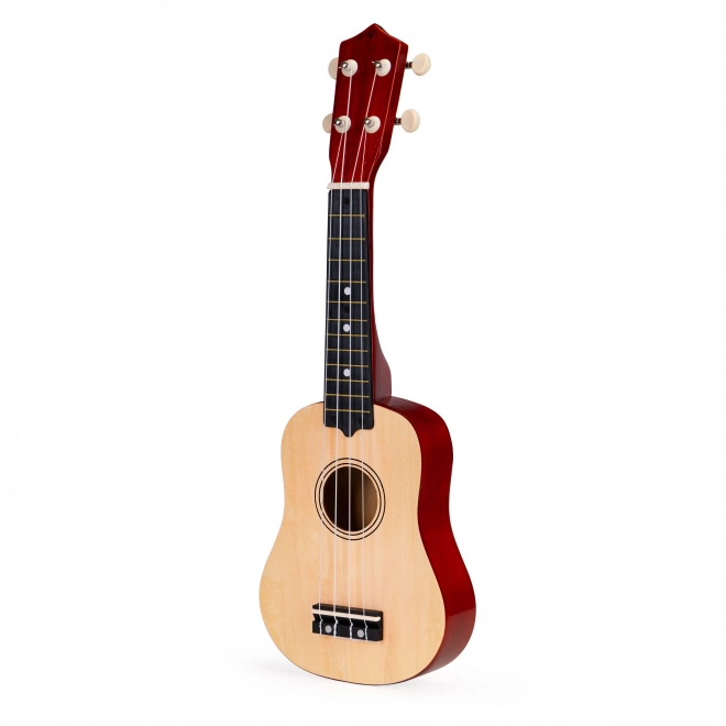 Drewniane ukulele dla dzieci z 4 nylonowymi strunami, brązowe ECOTOYS
