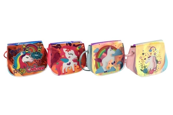 Torebka/torba tęczowy jednorożec plastik 4 kolory w woreczku 17x15x3cm