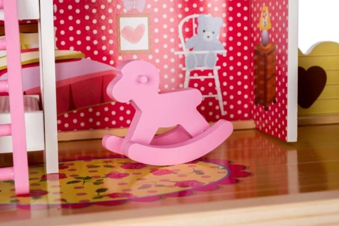 Drewniany domek dla lalek z wyposażeniem 90 cm