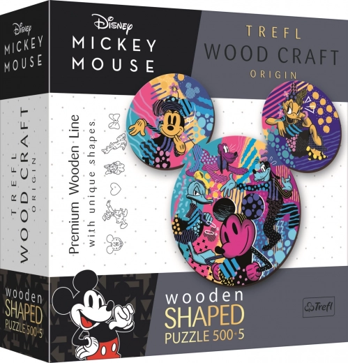 Drewniane dwustronne puzzle TREFL Wood Craft Origin Mickey Mouse 505 elementów
