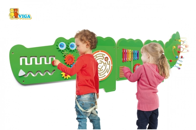 Drewniany panel ścienny Montessori - krokodyl