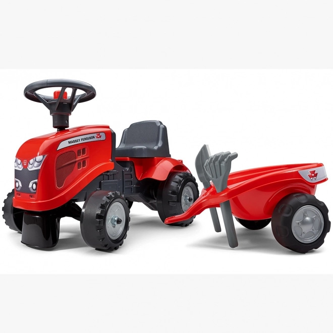 Odpychacz traktor Massey Ferguson czerwony z kierownicą i wa