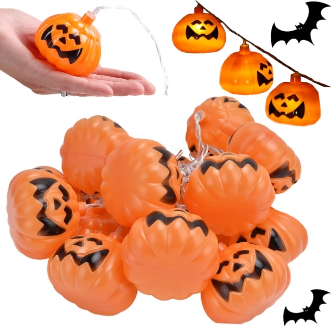 LED świetlny łańcuch z dyniami na Halloween, 200 cm, 10 świateł, bateryjny
