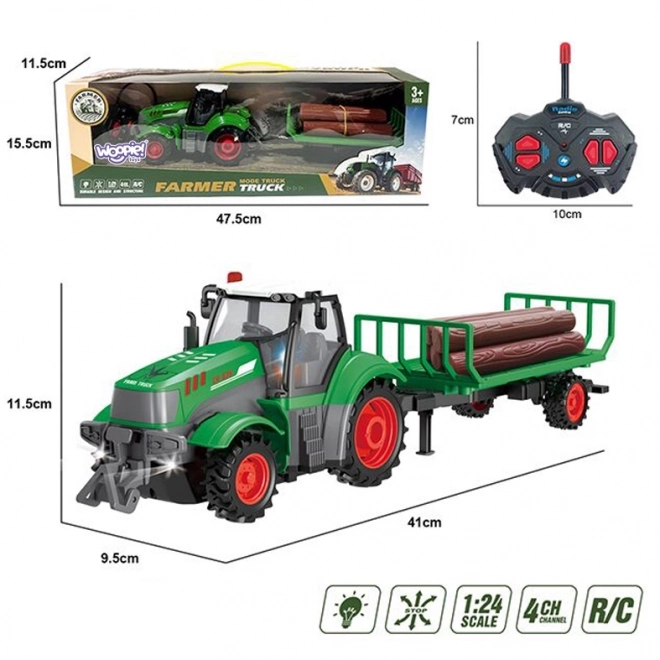 Traktor z przyczepą zdalnie sterowany 1:24