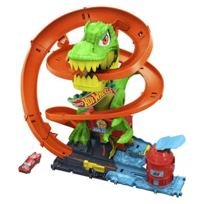 T-rex atakuje straż pożarną z Hot Wheels city