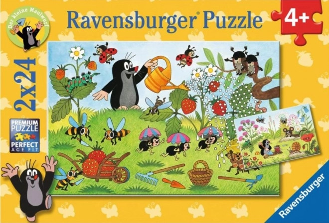 RAVENSBURGER Puzzle Krecik w ogrodzie 2x24 elementy