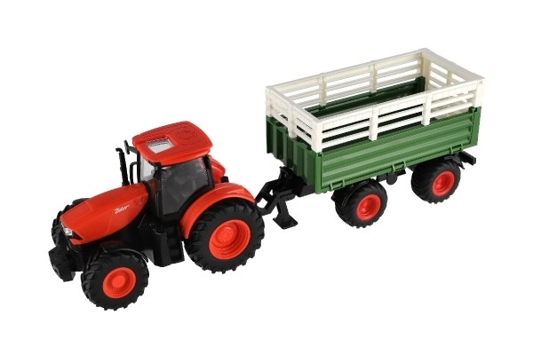 Dziecięcy traktor ZETOR na zdalne sterowanie z przyczepą, światłami i dźwiękami, 42 cm