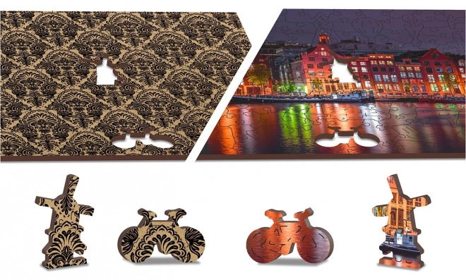 Drewniane puzzle Nocny Amsterdam