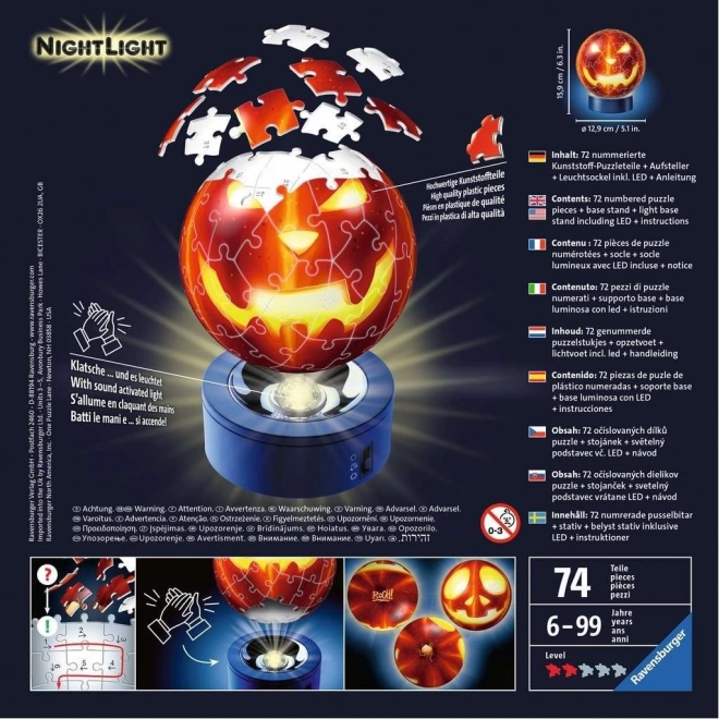 Ravensburger 3D świecąca dyniowa głowa 74 elementy