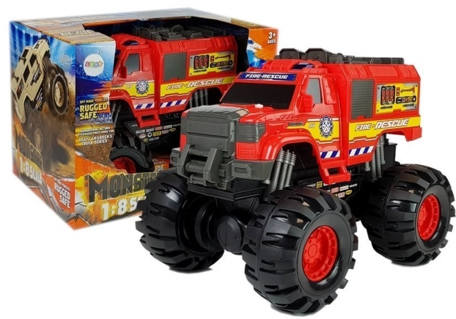 Monster Samochód Strażacki Auto Duże Koła 1:8 40 cm x 30 cm x 35 cm