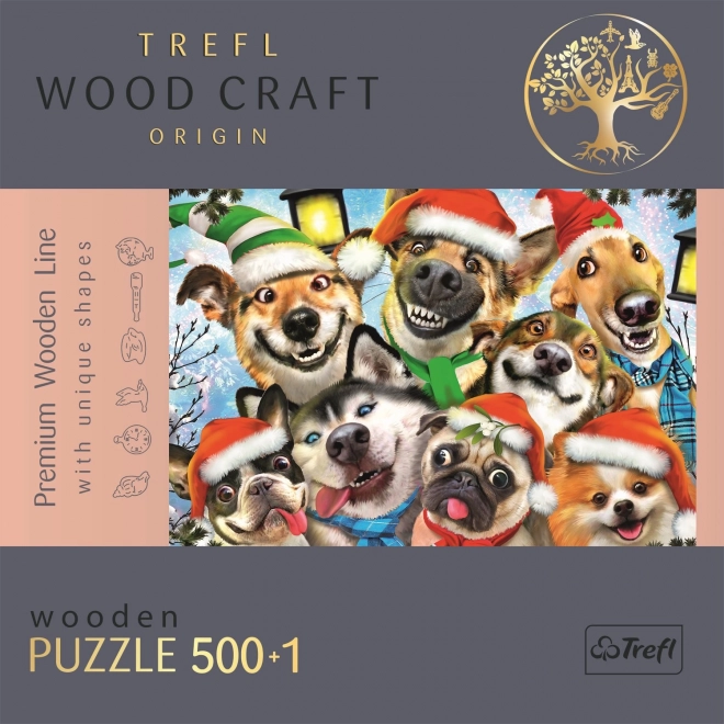 Drewniane puzzle Świąteczne psy 501 elementów