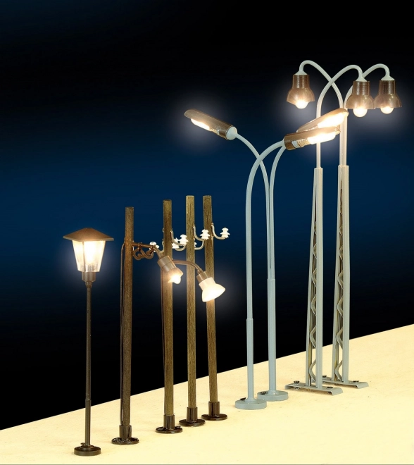 Piko drewniana słupowa lampa LED do makiet kolejowych, jednożarówkowa