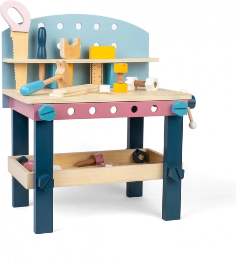Drewniany dziecięcy stół warsztatowy z narzędziami BIGJIGS TOYS