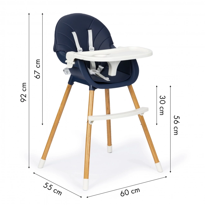 Ecotoys Krzesełko do karmienia 2w1 niebieskie