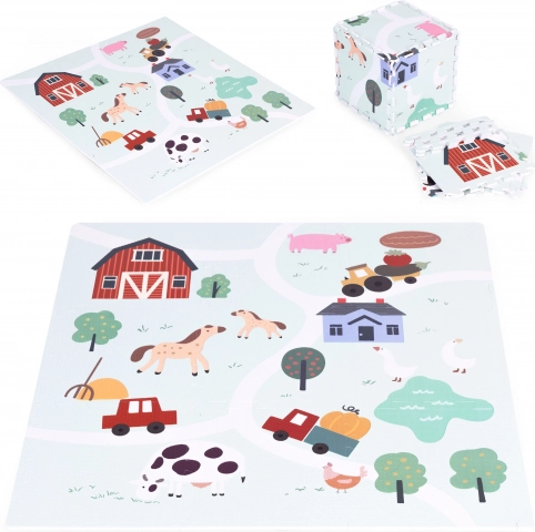 Duża piankowa mata farma 90,5 × 90,5 cm, 21 elementów ECOTOYS